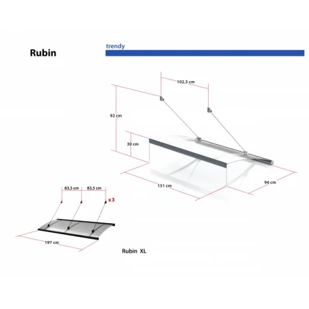 daszek nad drzwi Rubin XL 2m