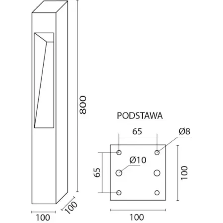 lampa ogrodowa Radex model Modern 80 - wyamiary